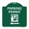 Signmission Parking Permit With Left Arrow, Green & White Aluminum Architectural Sign, 18" x 18", GW-1818-23402 A-DES-GW-1818-23402 - alternate 1